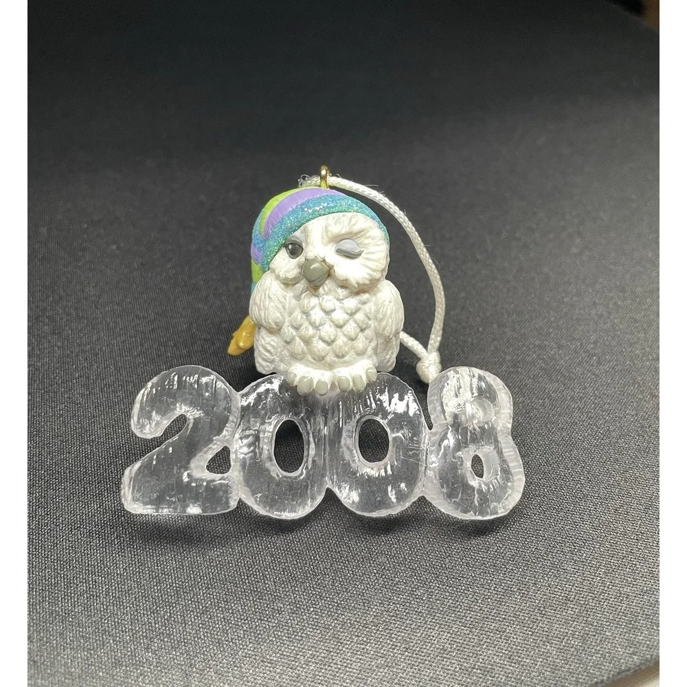 2008 Owl‎ Christmas Ornament. Cool Decade White Owl Hallmark. New in Box
